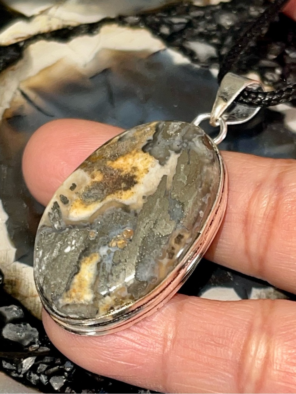 Brassy Marcasite Pendant 2”- Strengthening Stone